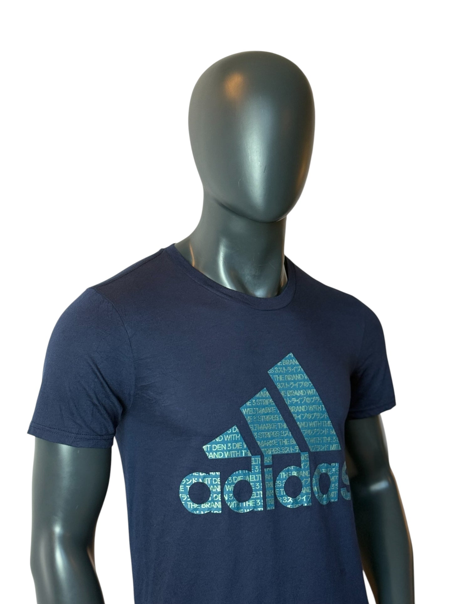 Vintage Adidas Logo T Shirt Navy Blue Graphic Tee Streetwear Essential Size S