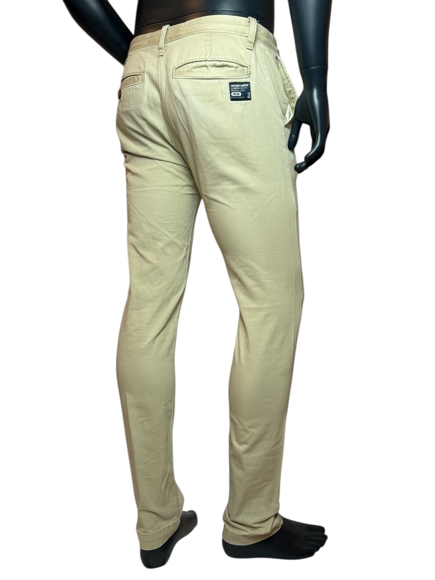 Herren Chino Hose Beige, Slim Fit Stoffhose mit Knopfleiste | Casual & Business Size Slim Fit