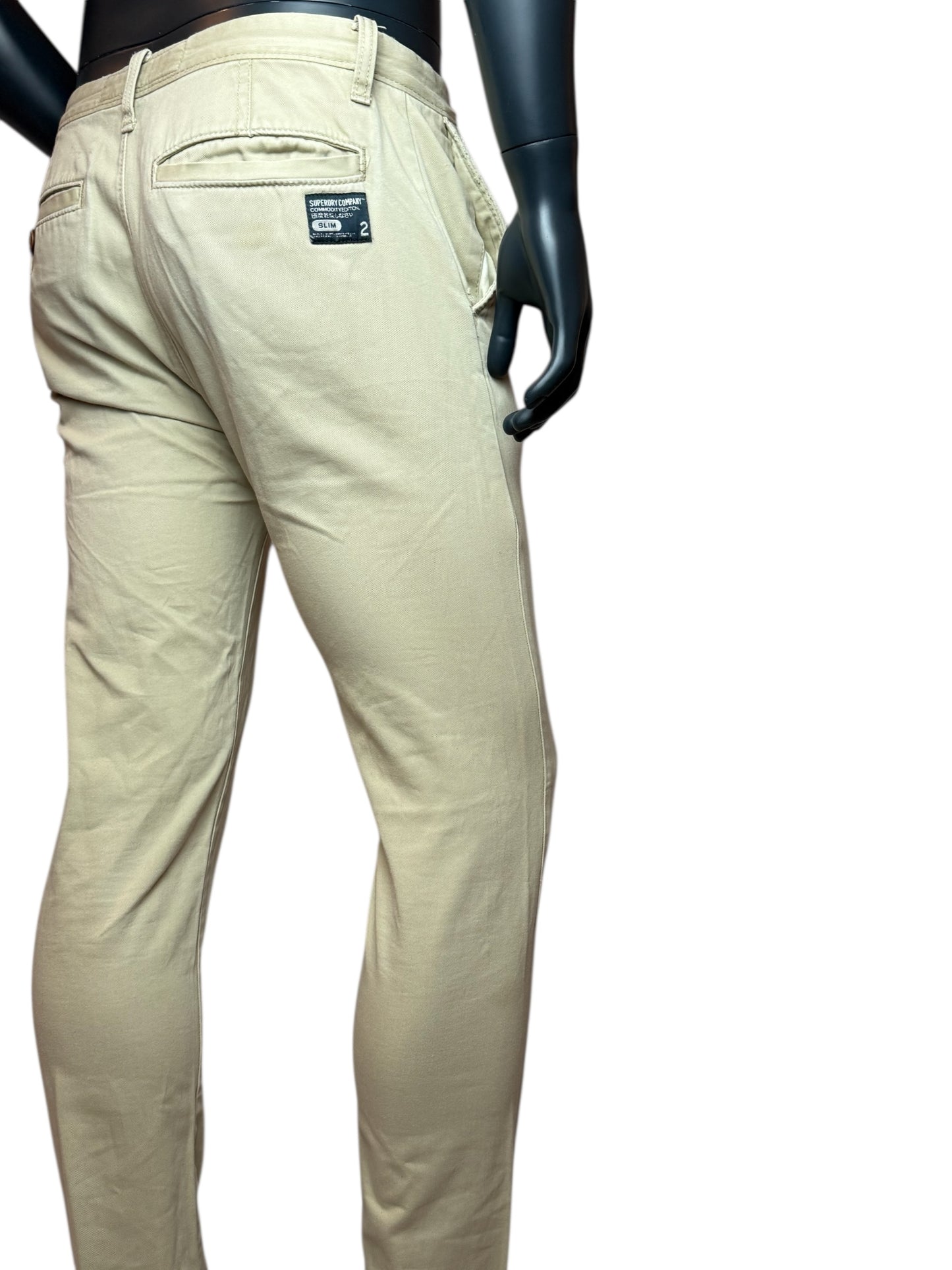 Herren Chino Hose Beige, Slim Fit Stoffhose mit Knopfleiste | Casual & Business Size Slim Fit