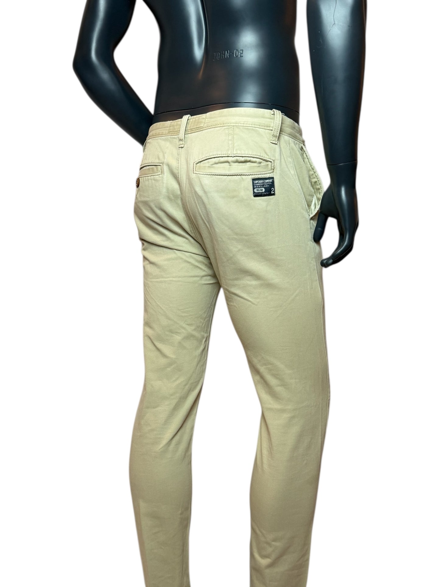 Herren Chino Hose Beige, Slim Fit Stoffhose mit Knopfleiste | Casual & Business Size Slim Fit