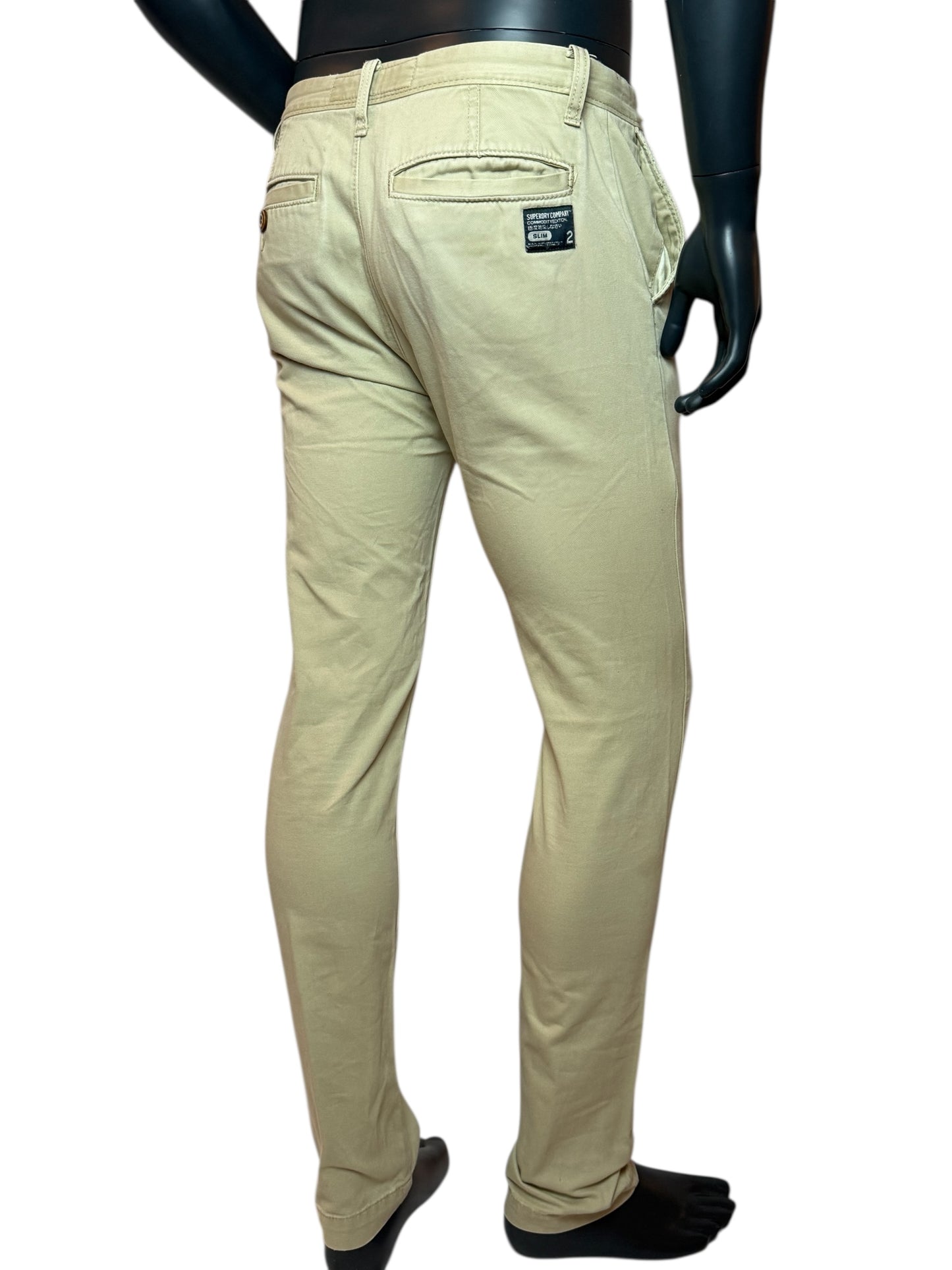 Herren Chino Hose Beige, Slim Fit Stoffhose mit Knopfleiste | Casual & Business Size Slim Fit