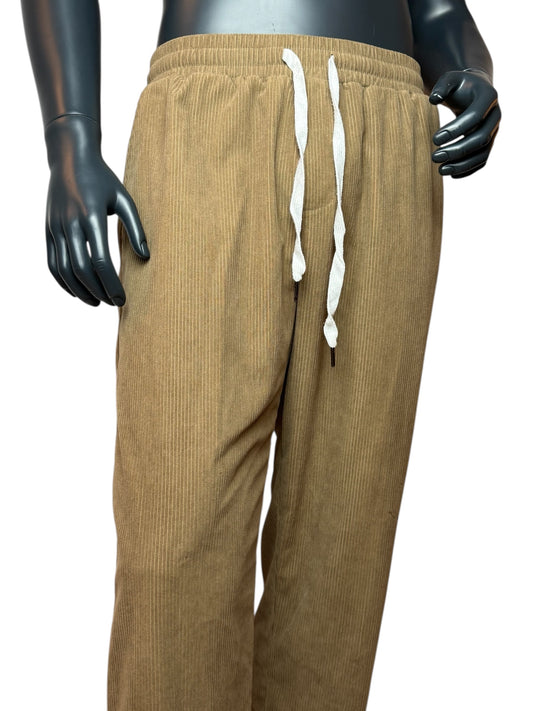 Herren Cord Jogginghose in Braun mit Kordelzug & Relaxed Fit Vintage Look