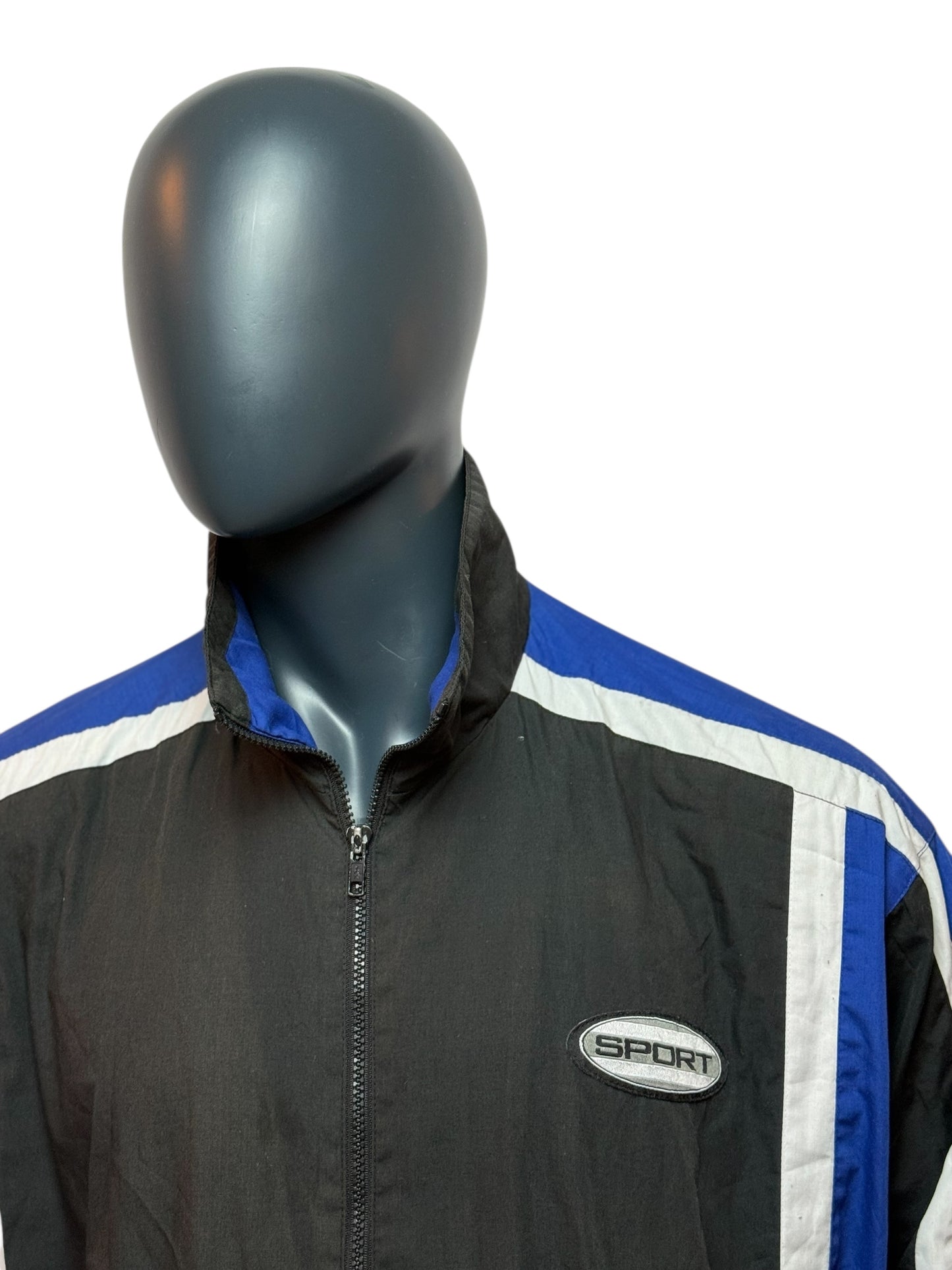 Vintage 90s Track Jacket Herren, Retro Trainingsjacke Sport Style Streetwear Unikat Size M