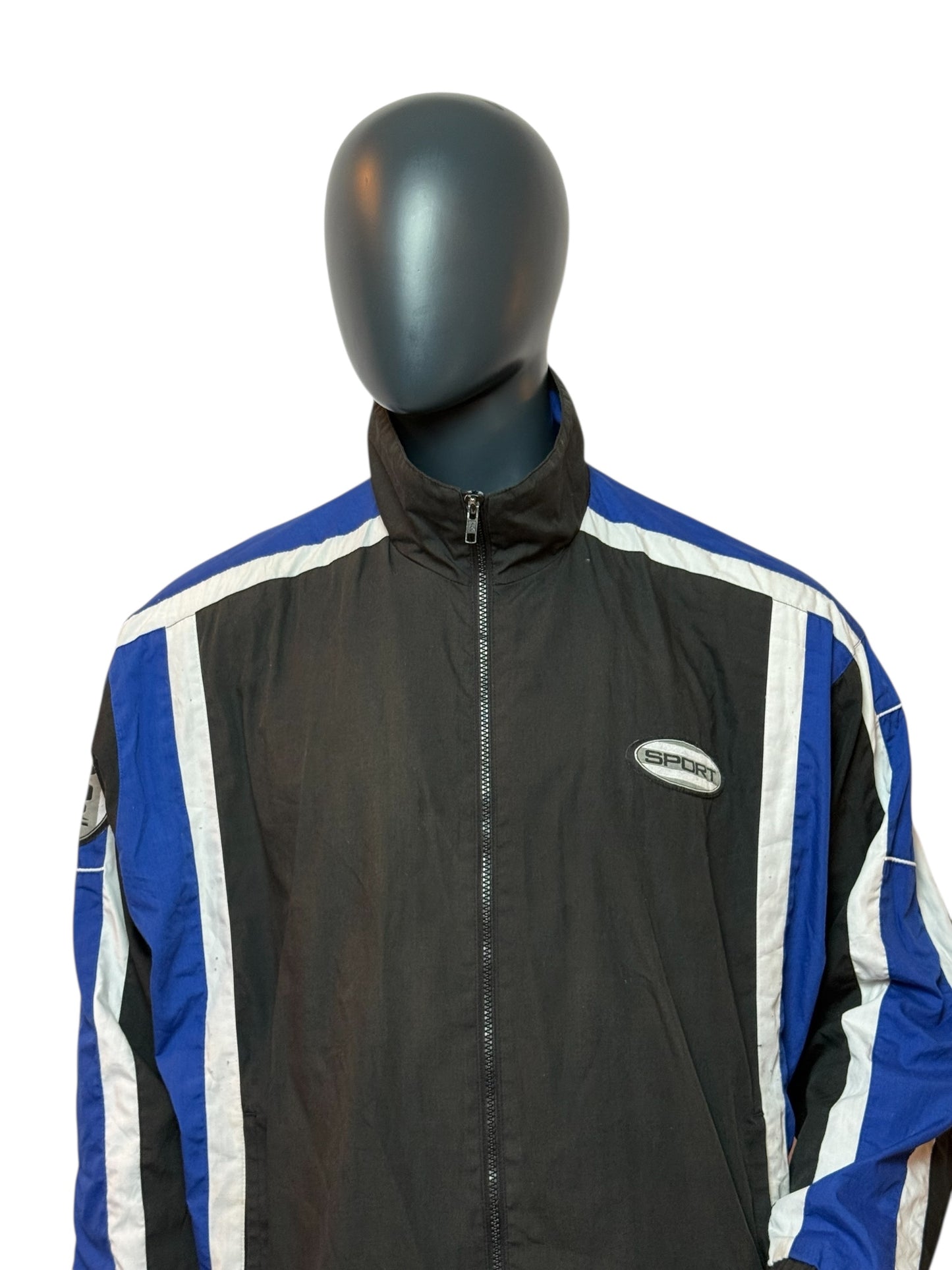 Vintage 90s Track Jacket Herren, Retro Trainingsjacke Sport Style Streetwear Unikat Size M