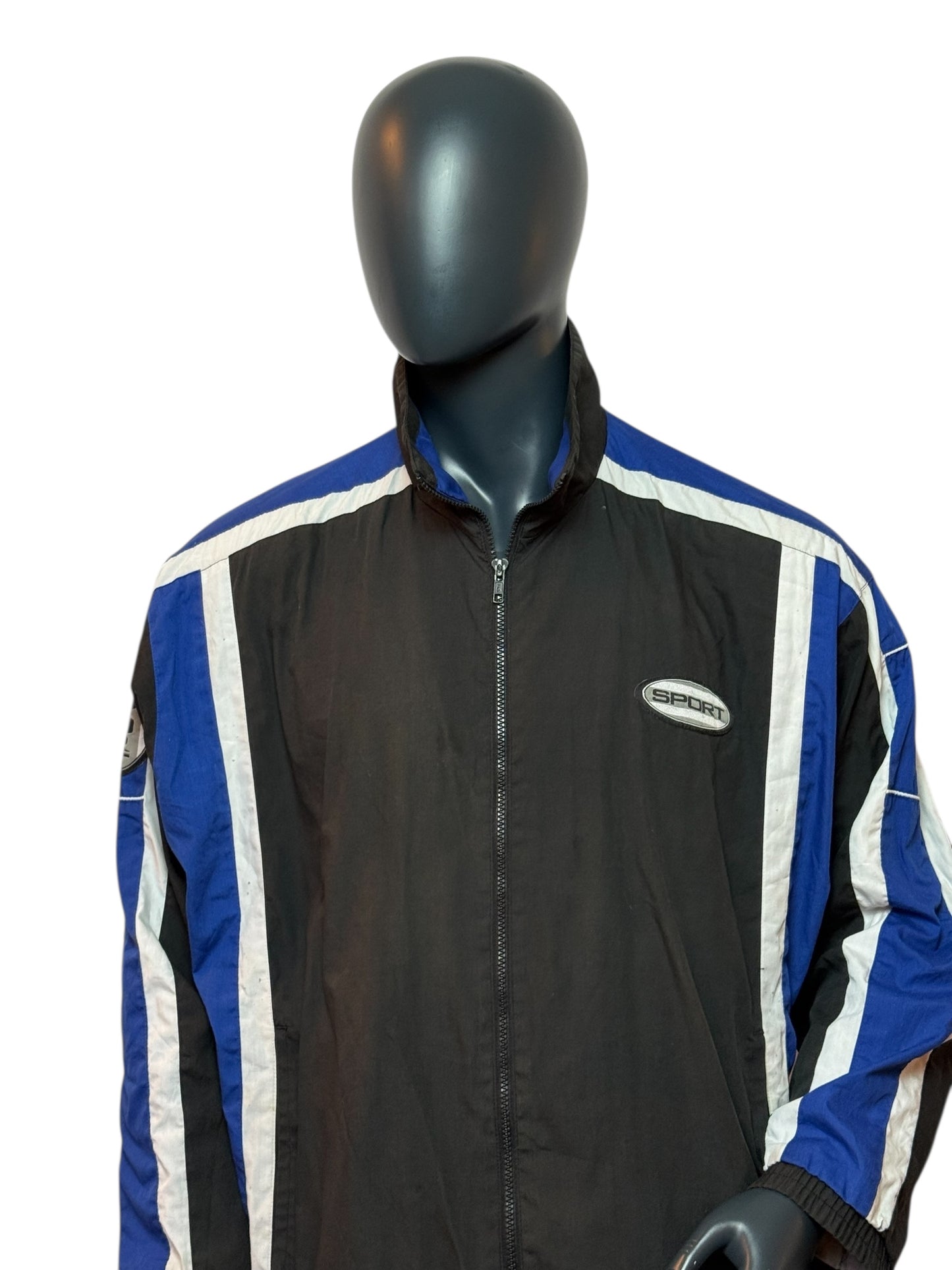 Vintage 90s Track Jacket Herren, Retro Trainingsjacke Sport Style Streetwear Unikat Size M
