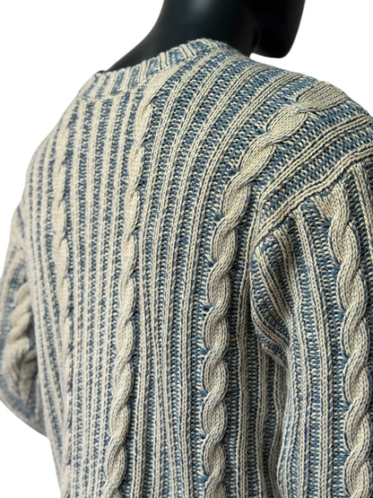 Herren Cable Knit Sweater - Two-Tone Winterpullover, Warm & Stylisch