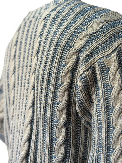 Herren Cable Knit Sweater - Two-Tone Winterpullover, Warm & Stylisch