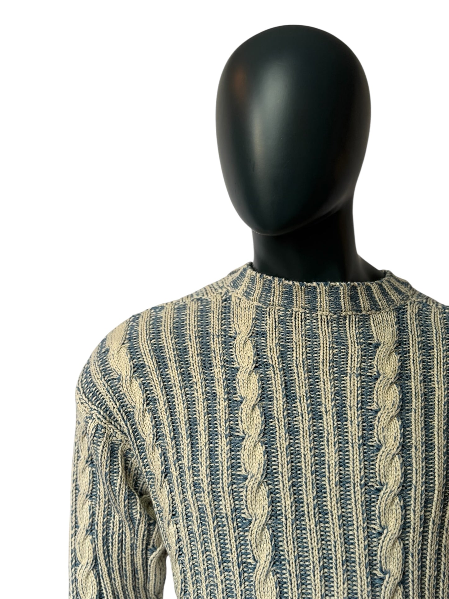 Herren Cable Knit Sweater - Two-Tone Winterpullover, Warm & Stylisch