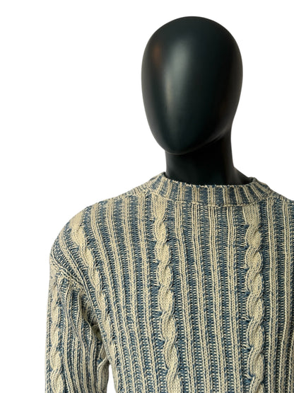 Herren Cable Knit Sweater - Two-Tone Winterpullover, Warm & Stylisch