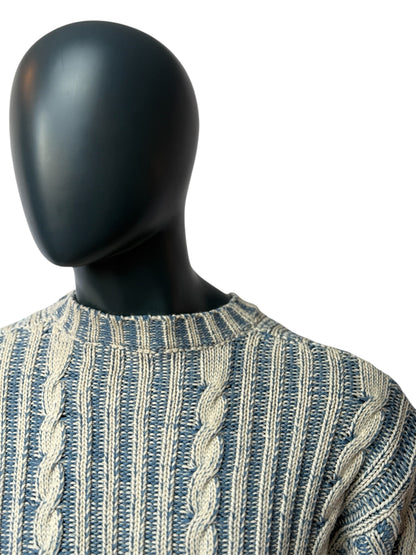 Herren Cable Knit Sweater - Two-Tone Winterpullover, Warm & Stylisch