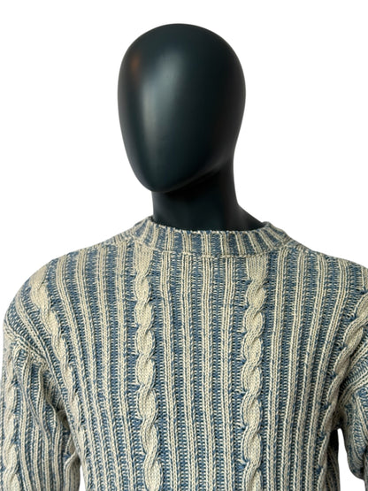 Herren Cable Knit Sweater - Two-Tone Winterpullover, Warm & Stylisch