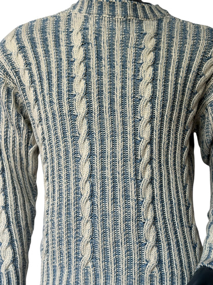 Herren Cable Knit Sweater - Two-Tone Winterpullover, Warm & Stylisch