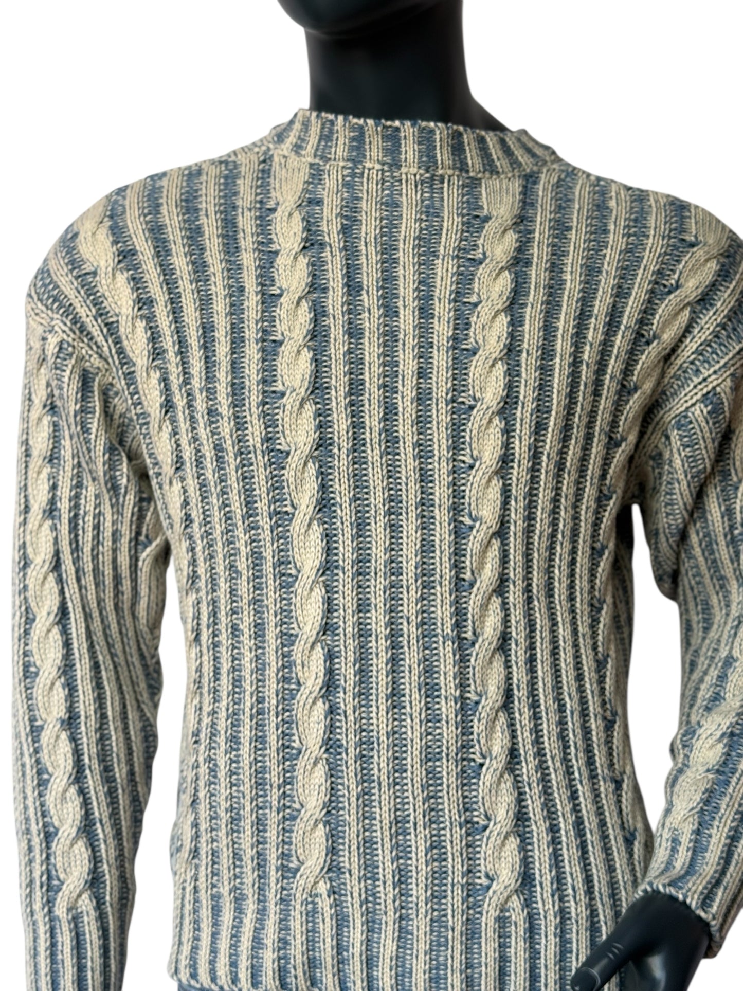 Herren Cable Knit Sweater - Two-Tone Winterpullover, Warm & Stylisch