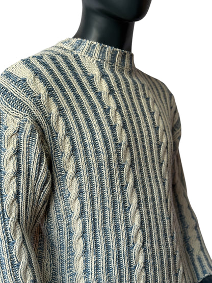 Herren Cable Knit Sweater - Two-Tone Winterpullover, Warm & Stylisch