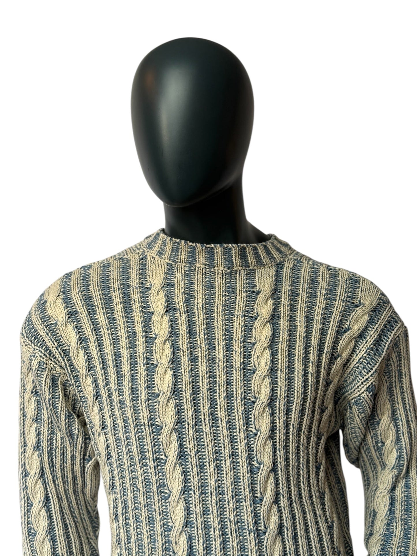 Herren Cable Knit Sweater - Two-Tone Winterpullover, Warm & Stylisch