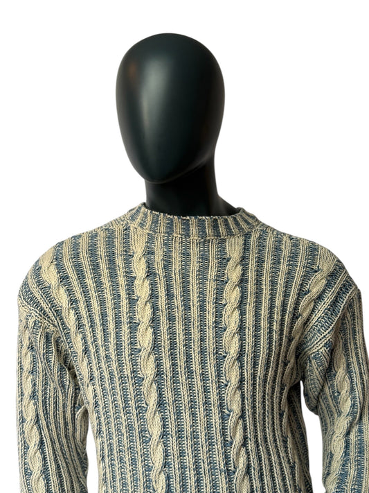 Herren Cable Knit Sweater - Two-Tone Winterpullover, Warm & Stylisch